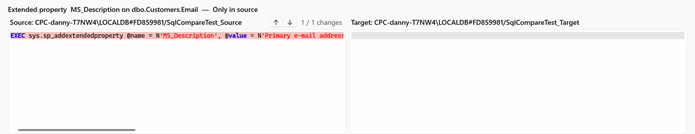 Side-by-side script diff in SQLTreeo Compare