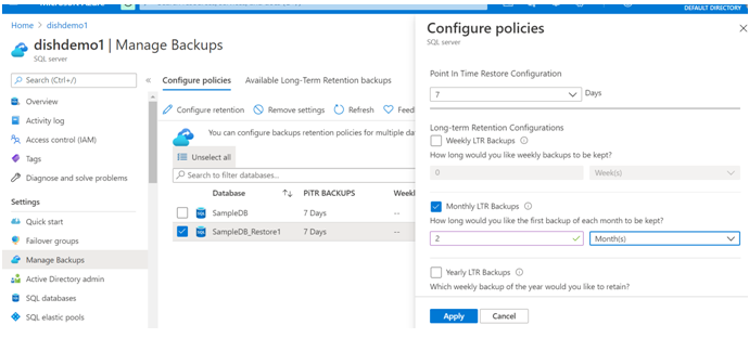 Azure Backup and restore