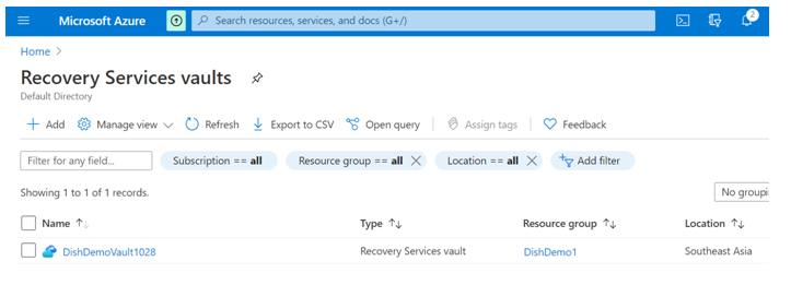 Azure Backup and restore