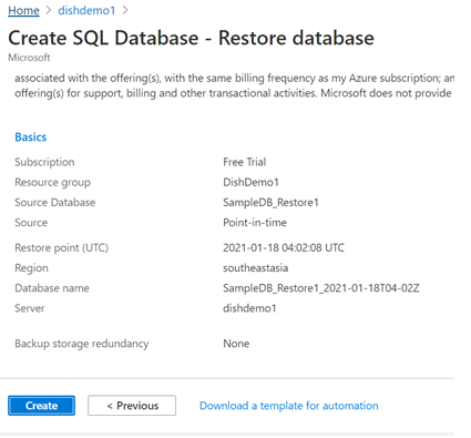 Azure Backup and restore