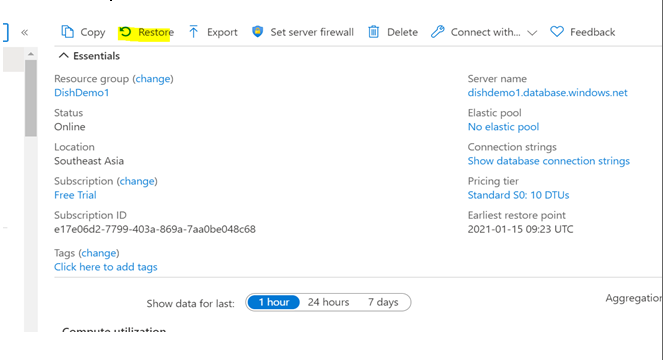 Azure Backup and restore