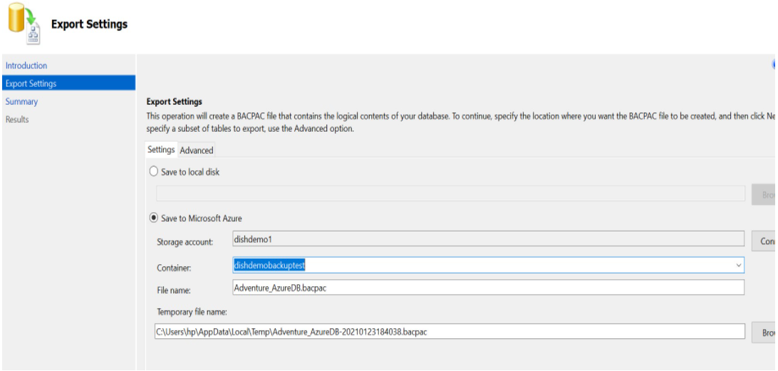 Azure Backup and restore